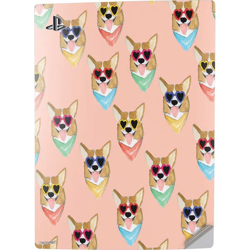 Bouffants and Broken Hearts Corgi Love PS5 Digital Edition Console Skin